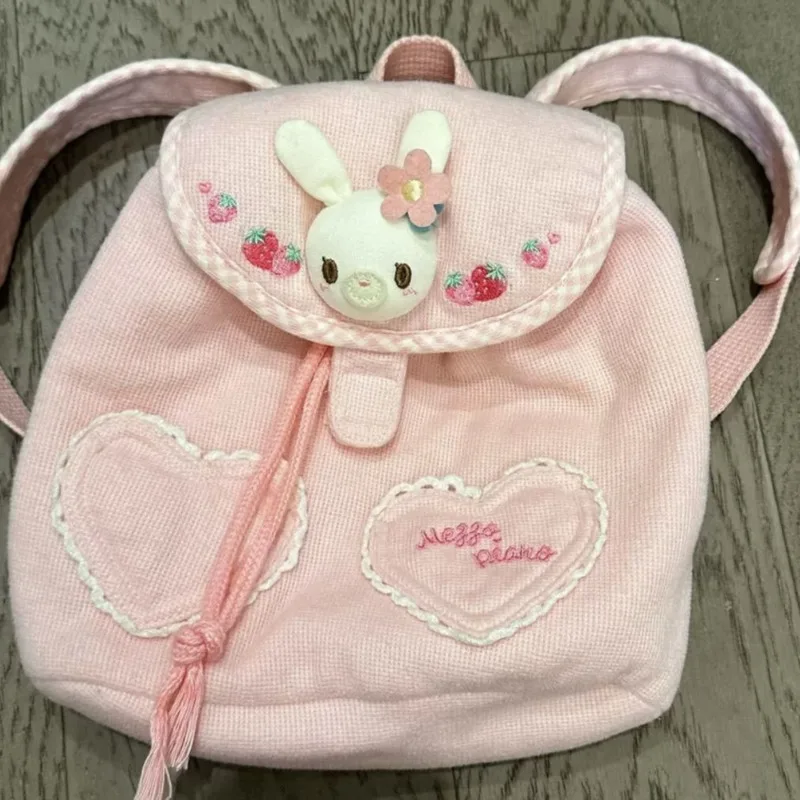 Embroidered Cartoon Japanese Pink Backpacks 3D Rabbit Cute Small Backpacks Drawstring Casual Bags Lolita Girl\'s Backpacks Gifts