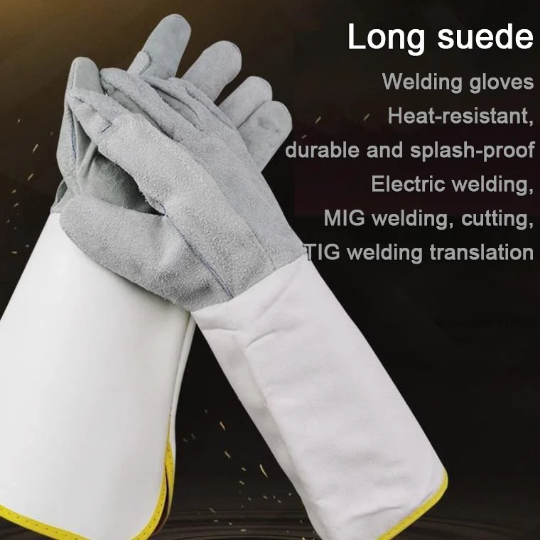Welding gloves cowhide antiscald welder special long labor protection high temperature resistance soft wear resistant protective