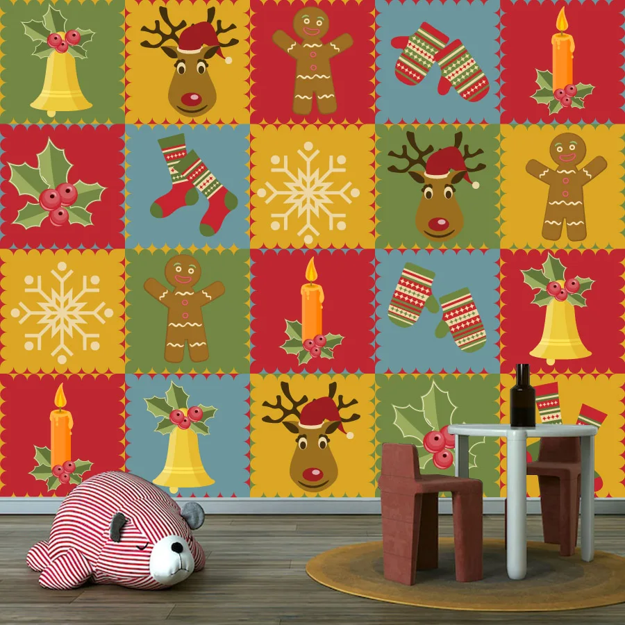 

Современные пользовательские обои Peel n Stick для спальни, гостиной, обои, домашний декор, рождественский узор, стены, ремонт, фрески для телевизора