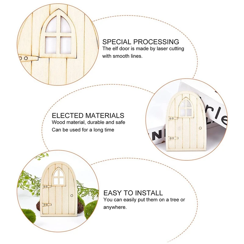 미도색 시뮬레이션 나무 요정 미니 빈 정원 할로우 아웃 엘프 문짝, 미니어처 DIY 공예 장식, 30 개