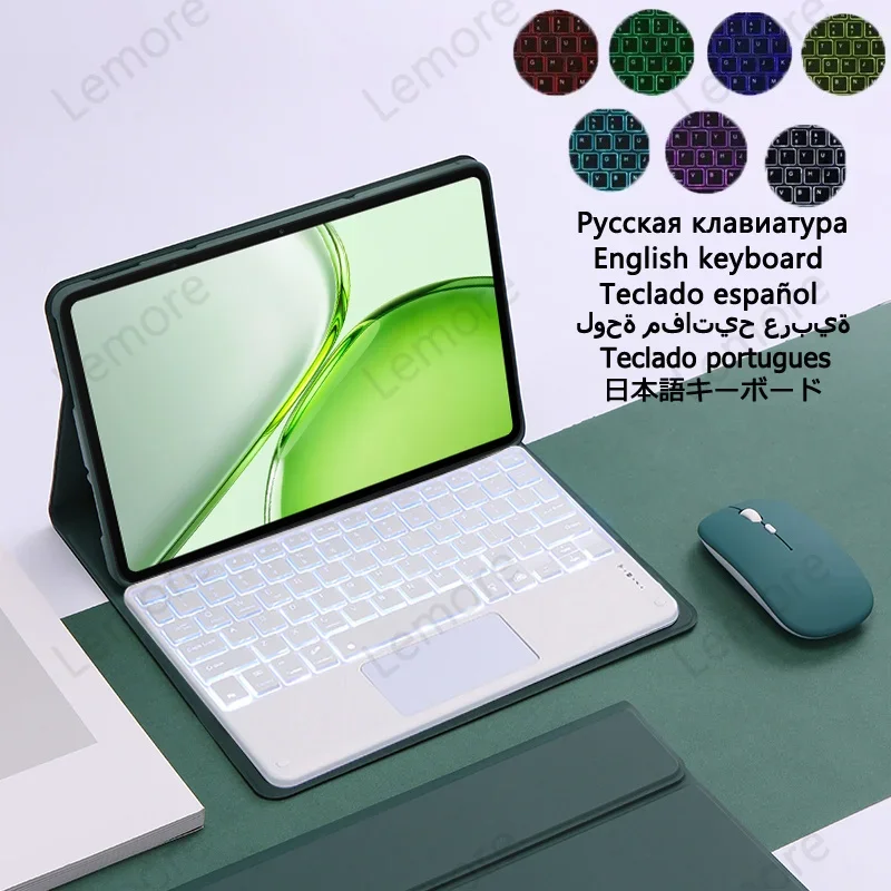 Backlit Keyboard with Trackpad for Honor Pad X9b Max 13 inch Case with Stand Cover Tablet Keyboard Russian Spanish Portuguese