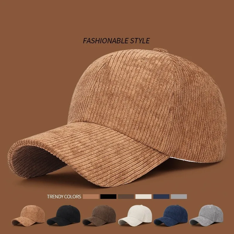 Unisex Corduroy Baseball Cap Trucker Cap Corduroy Hat with Adjustable Straps for Outdoor Travel