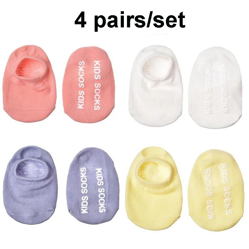 4pairs/Lot Candy Color NewBorn Baby Thin Floor Socks Anti-Slip Ankle Short Socks Unisex Boys Girls Infant First Walker Shoes