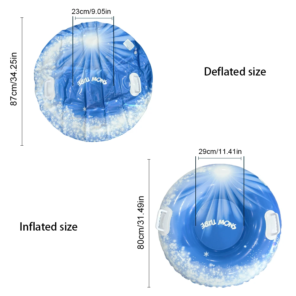 أنبوب ثلج قابل للنفخ للبالغين، زلاجات ثلج سميكة شديدة التحمل مع مقابض، معدات رياضية شتوية خارجية للأنشطة العائلية