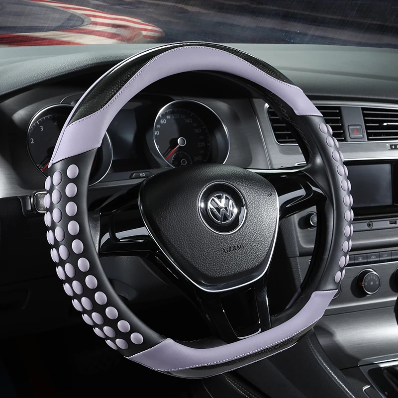 D Shape Car Steering Wheel Cover For VW Jetta 6 2017-2019 Golf 7 Scirocco Bettle 2012-2019 Tiguan 2019 2020 Auto Accesorioss