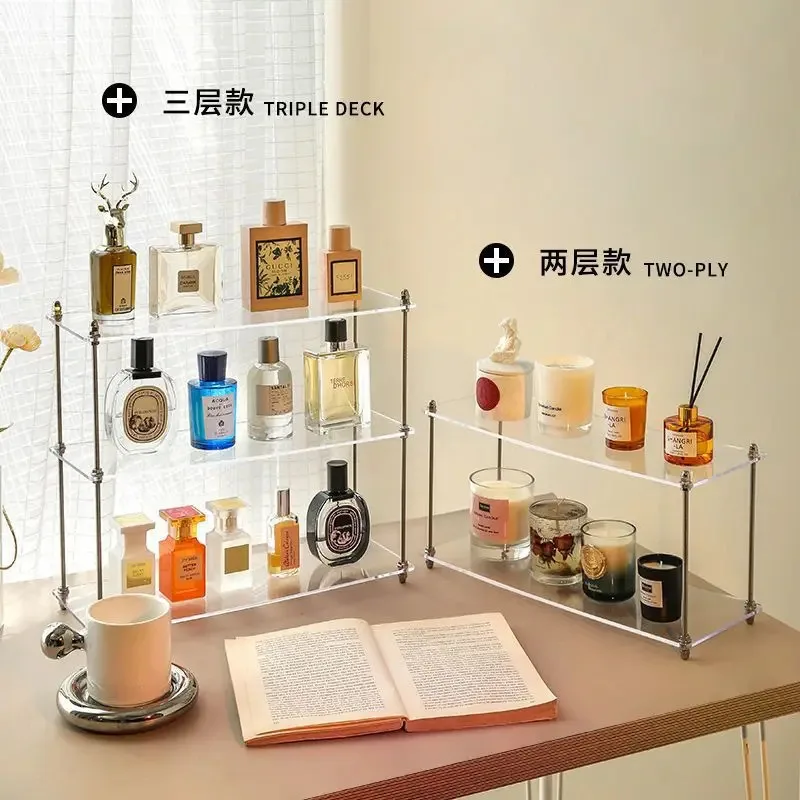 Desktop layered storage rack, acrylic display shelves for perfume, aromatherapy and fragrance, multifunctional organizer box