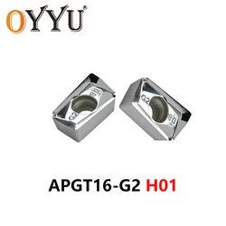 OYYU 10pcs APGT1604 APGT160404 APGT160420 APGT160430 G2 H01 Polished Carbide Milling Inserts for Aluminum Copper CNC Blades