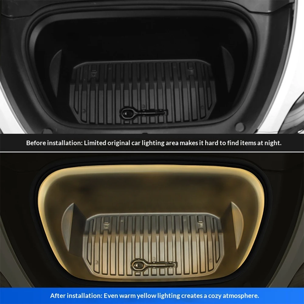 Magnetic Suction Car Front Spare Box LED Atmosphere Light For Tesla Model Y/3 2021-2026 Decorative Silicone Lighting Accessories 4