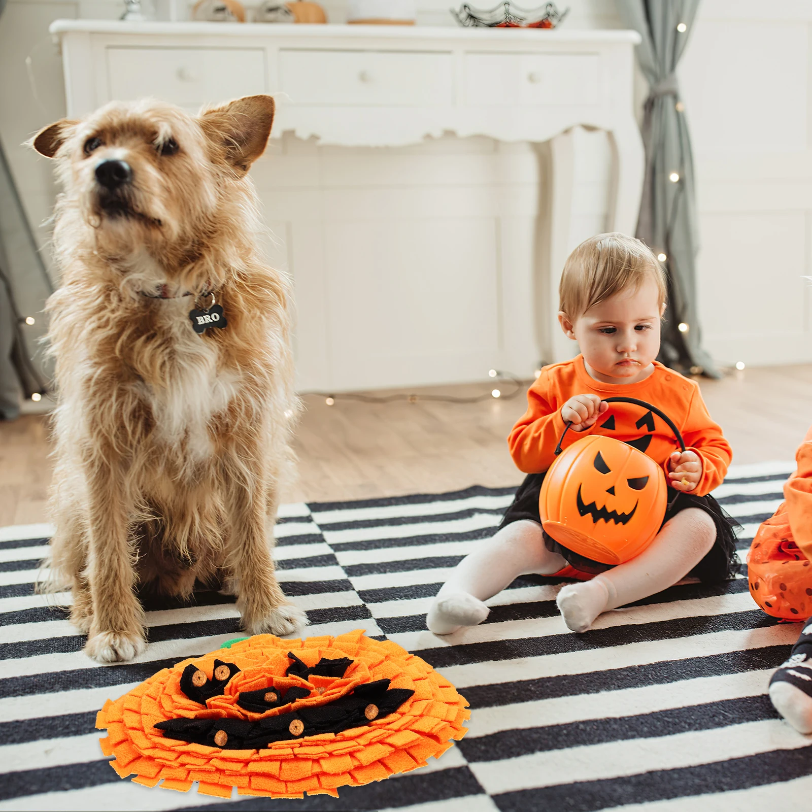 

s Pumpkin Dog Snuffle Mat Sniffing Feeding Mat ange Sniffing Pad Easy Clean Pet Toy Feeding for Puppies
