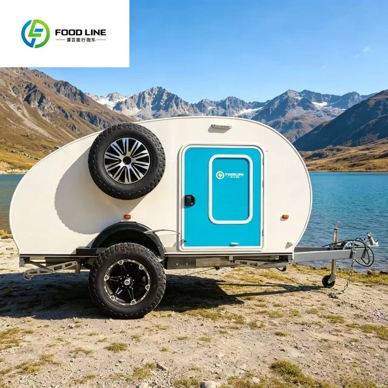 FOODLINE Factory Price Small Camping Caravan Australian Standard Travel Trailer Mini Off Road Teardrop Camper Trailer For Sale