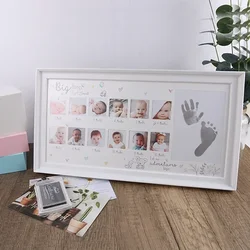 12 Months Newborn DIY Memories Ink Pad Photo Frame First Year Memorial Photo Frame with Crafy Ink Baby Gift