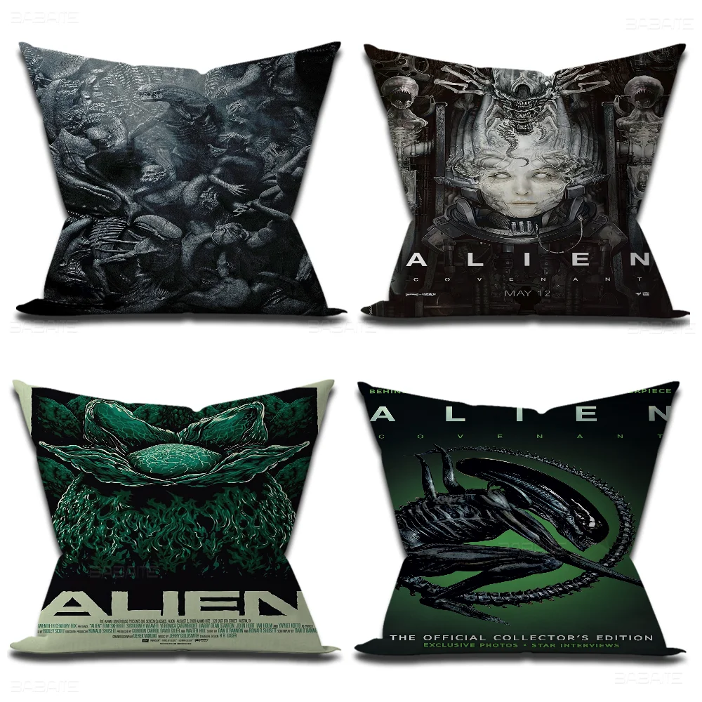 Science Fiction Movies Alien Pillow Covers Cartoon Sofa Decorative Home Double-sided Printing Short Plush Cute Cushion Cover