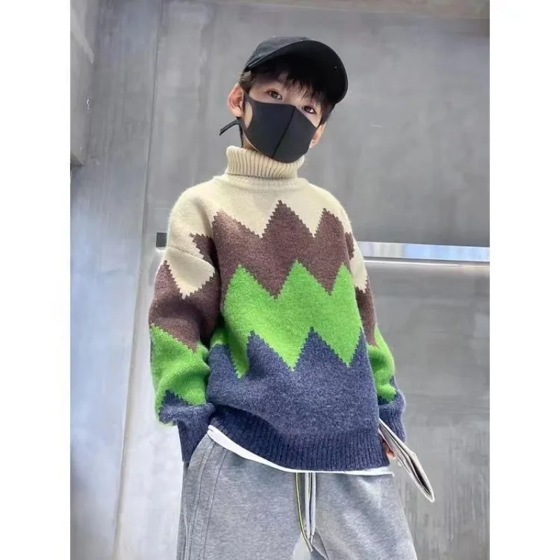 

Свитера для мальчиков, новый стиль, бархатный утепленный свитер для мальчиков, пуловер, свитер, детская теплая нижняя рубашка, свитера для мальчиков с героями мультфильмов