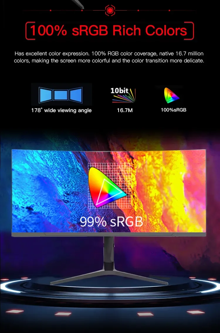 Putih Ultrawide 34 Inci 4K 3440*1440 144Hz 165Hz Layar Melengkung LCD PC Komputer Gaming