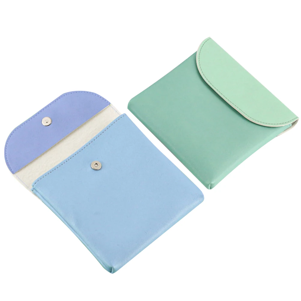 

2pcs Sanitary Napkin Storage Bag Portable Period Pouch Pu Material Green Blue Travel Size Menstrual Pad Organizer Hygiene