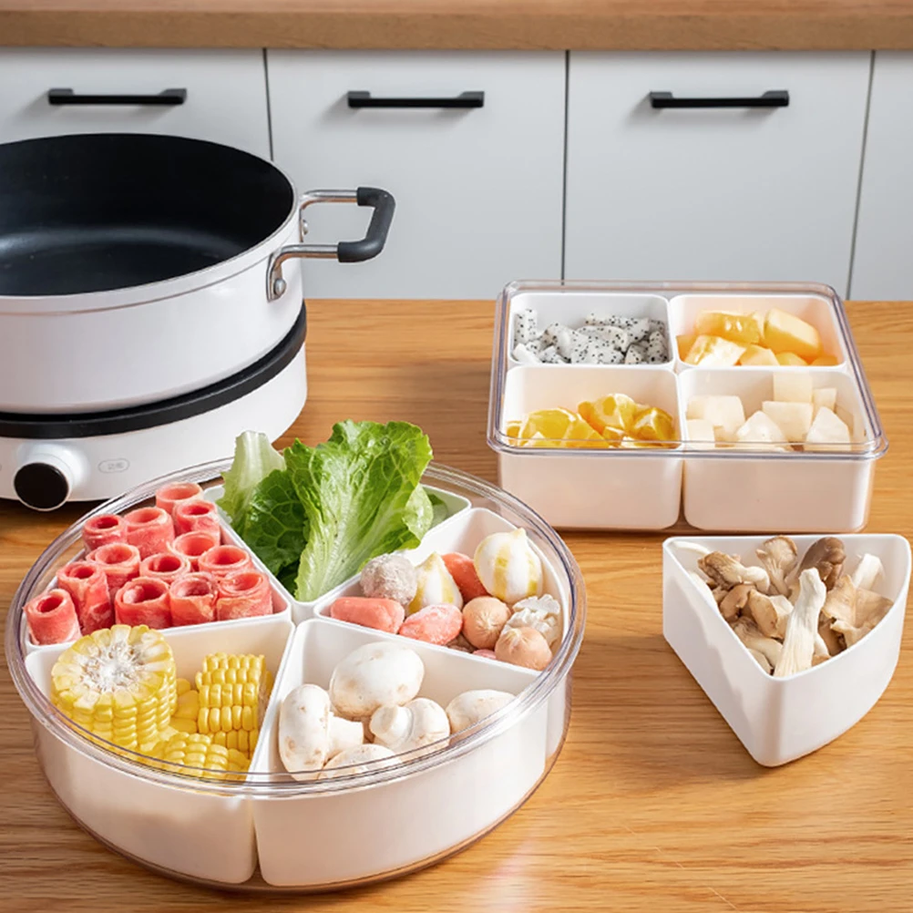 

Compartment Dried Fruit Dish Snack Storage Container With Lid Party Snack Box Fruit Tray Candy Holder Kitchen Counter