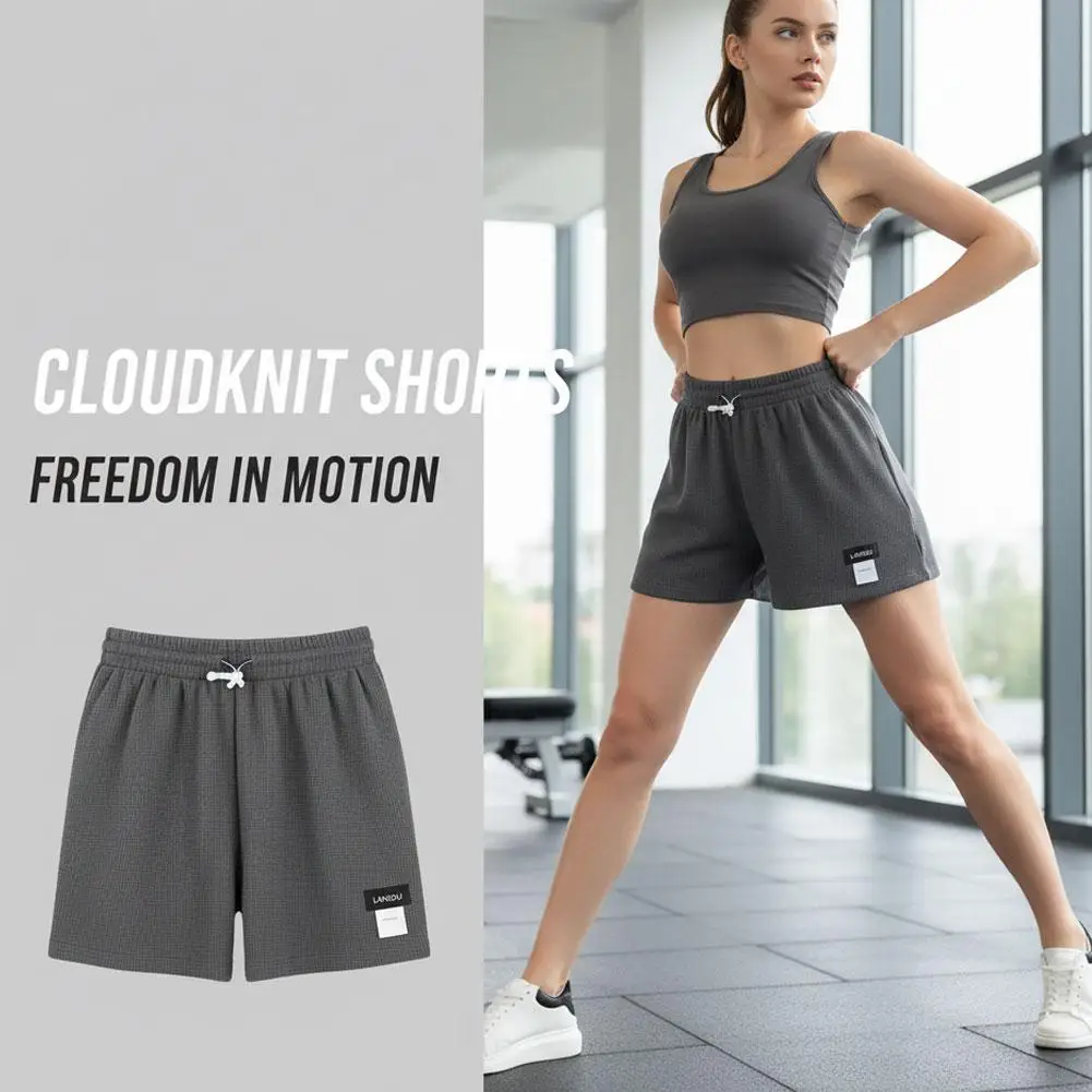 Loose-fitting Athletic Shorts  Casual Waffle Knit Shorts Women Shorts Summer Casual Shorts Fashion High Elastic Sports Shorts