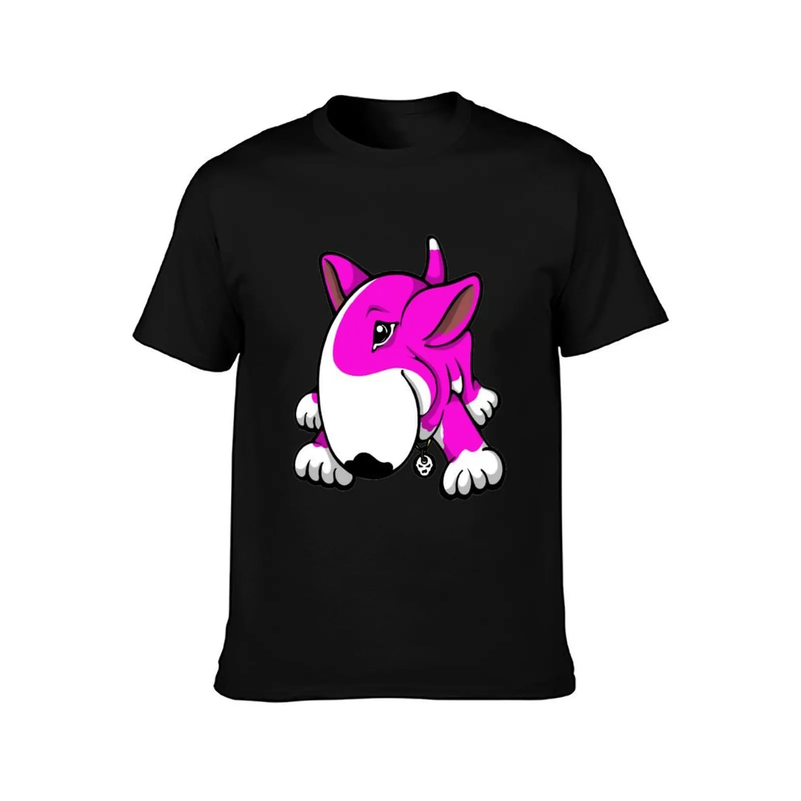 Let's Play English Bull Terrier Pink T-Shirt Minimalist Casual Short Sleeve Top T-Shirt