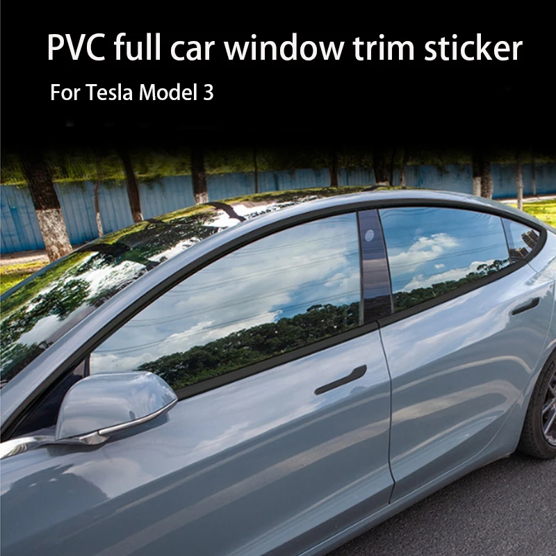 Car Window Frame Sticker for Tesla Model 3 Exterior Decoration Accessories PVC Door Handle Black Protector Trim Strips 2017-2020