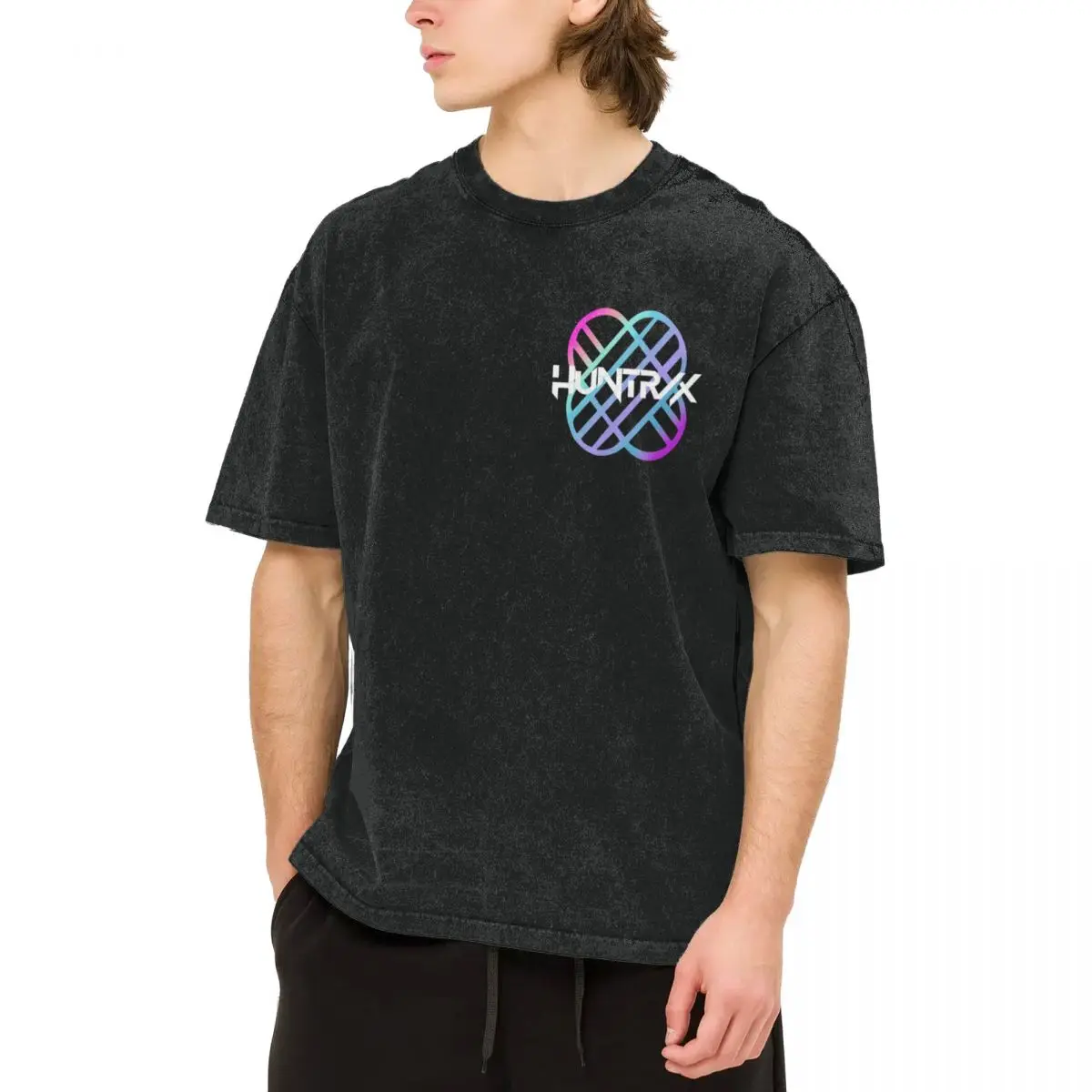 

Oversized Washed T Shirt Huntrix Demon Hunter Kpop Colorful Logo Simple T-Shirts Leisure Tee Shirt Men Summer Y2K Fun Clothes