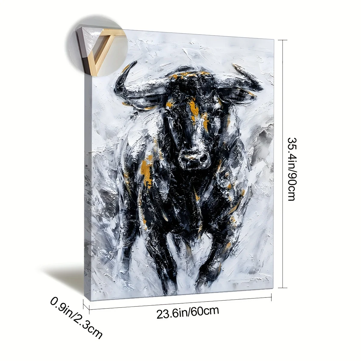 1PC Oversized Modern Abstract Cow Canvas Wall Art Wooden Frame Living Room Bedroom Home Office Wall Art Decoration Hangable