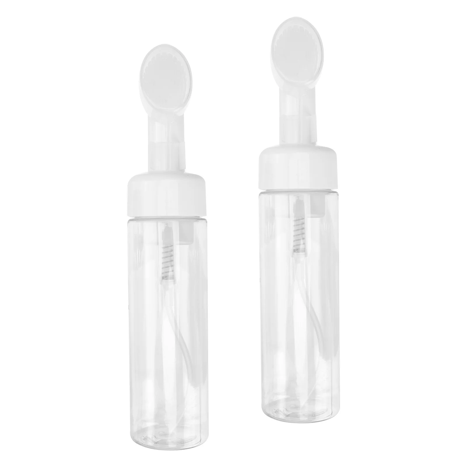 

2Pcs Foaming Bottle Facial Brush Refillable Portable Travel Sub Bottles Leak Proof Shower Gel Dispenser Liquid Container