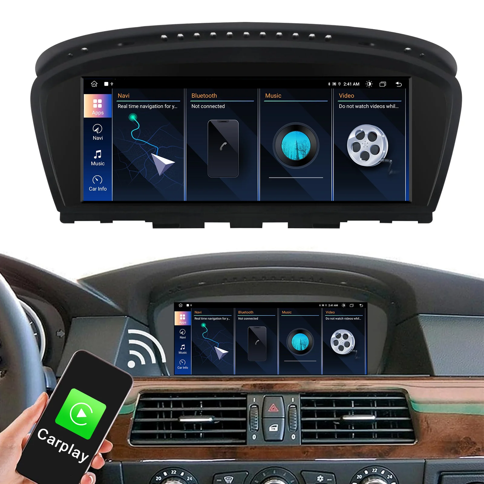 Android Car radio for BMW 3/5 series E60/E63/E64/E90/E91/E92/E93 CCC screen Carplay Android Auto, iDrive, Gesture, GPS,64G