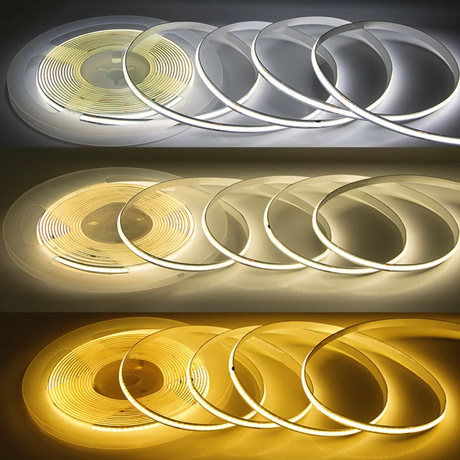 USB COB LED Strip Lights para gabinete, TV Backlight, corda de fita flexível, branco, vermelho, rosa, azul gelo, amarelo, DC 5V, 320Leds por m