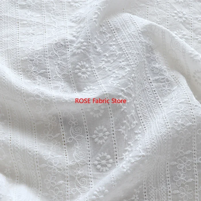 

0,5 метра хлопковой ткани с цветочным узором и вышивкой для платьев, рубашек, свадебных платьев, летних платьев, штор