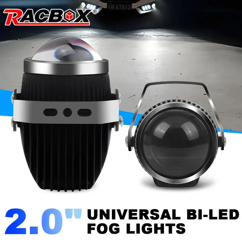 Universal 2 inch LED Fog Light Headlight Projector Lens High-Low Beam 6000K Bi LED Fog lamp Lenses Driving Lamps Car Retrofit