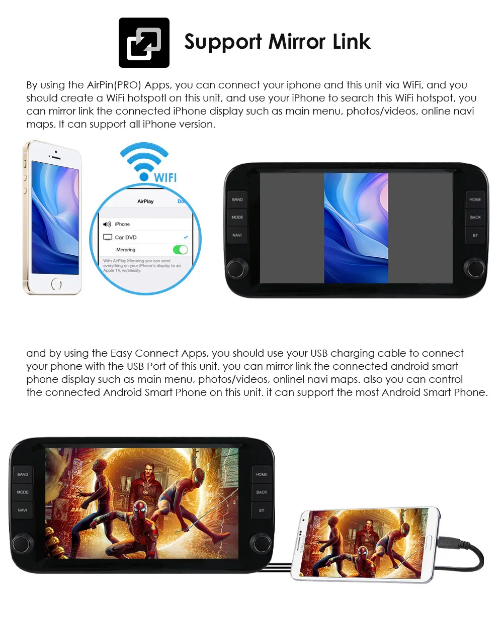 Hizpo 9-Zoll 2Din Android Auto Autoradio für Fiat Panda 2013 - 2024 Multimedia GPS-Navigation RDS DSP SWC 4G BT WiFi CarPlay – Detail 4