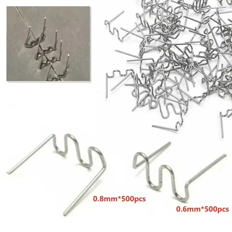 500PCS 0.6/0.8mm Hot Stapler Stapl For Car Bumper Plastic Welder Automotive Repair Kit Hot Stapler Welding Soldering Tool