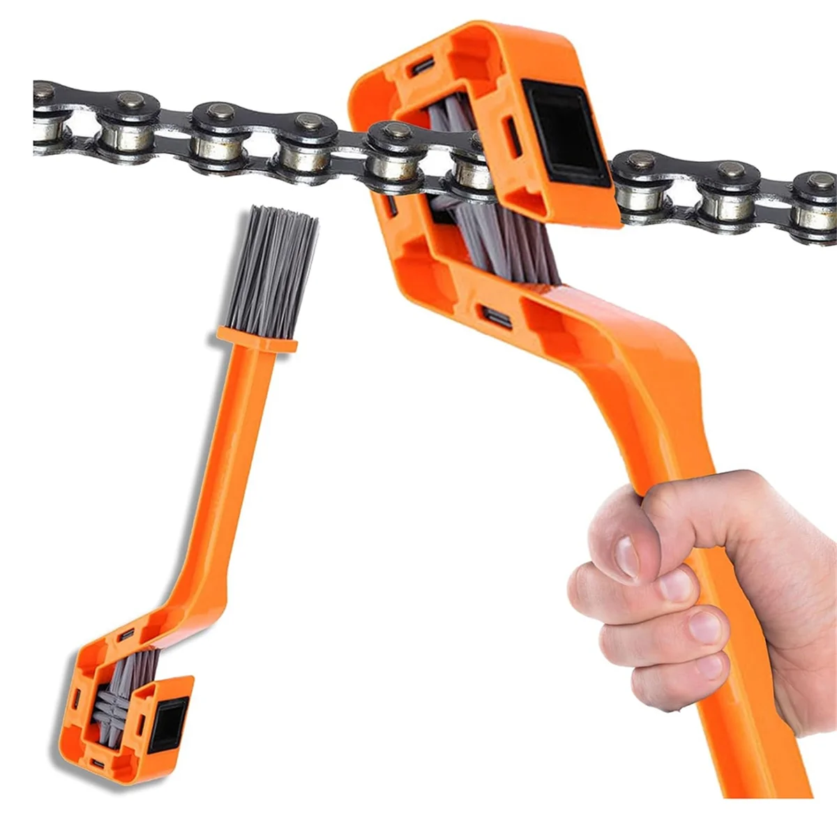 QA88X Spazzola per catena da 2 pezzi, spazzole per pulizia catena completamente chiuse per motociclette sporche all'aperto, detergente per catene per motociclette