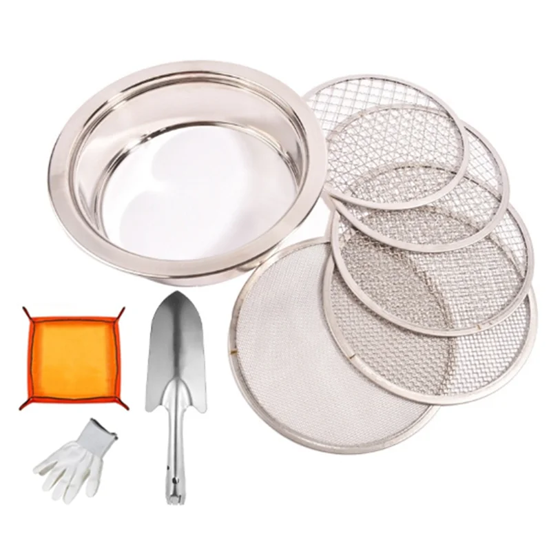 

A21I-Soil Sifter For Rocks,Compost Sifter With 5 Replaceable Mesh, Dirt Sifter For Gardening Soil Weed Sand Cat Litter Bonsai