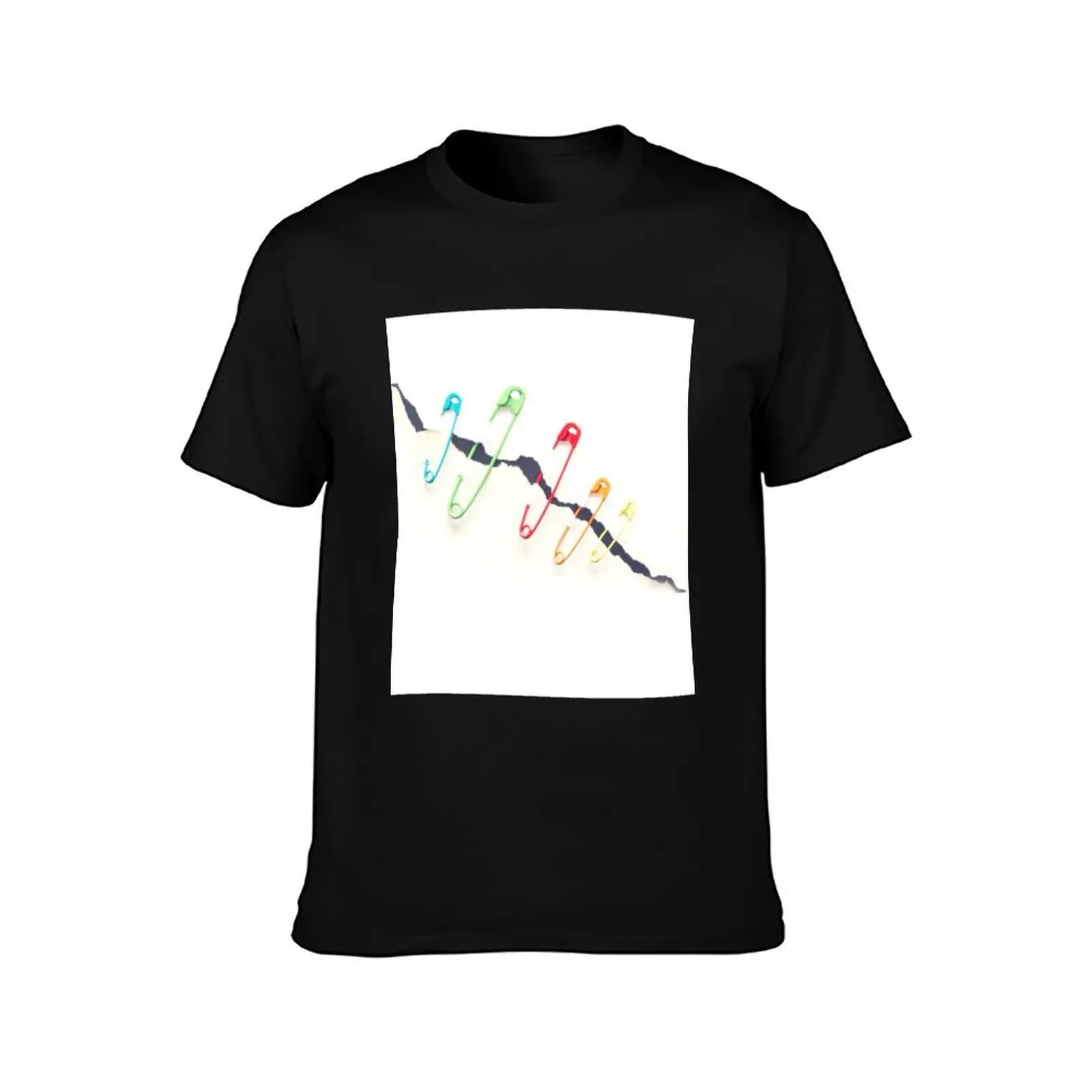 Colored, Pinned, And Ripped T-Shirt Breathable Lightweight Summer Top T-Shirt