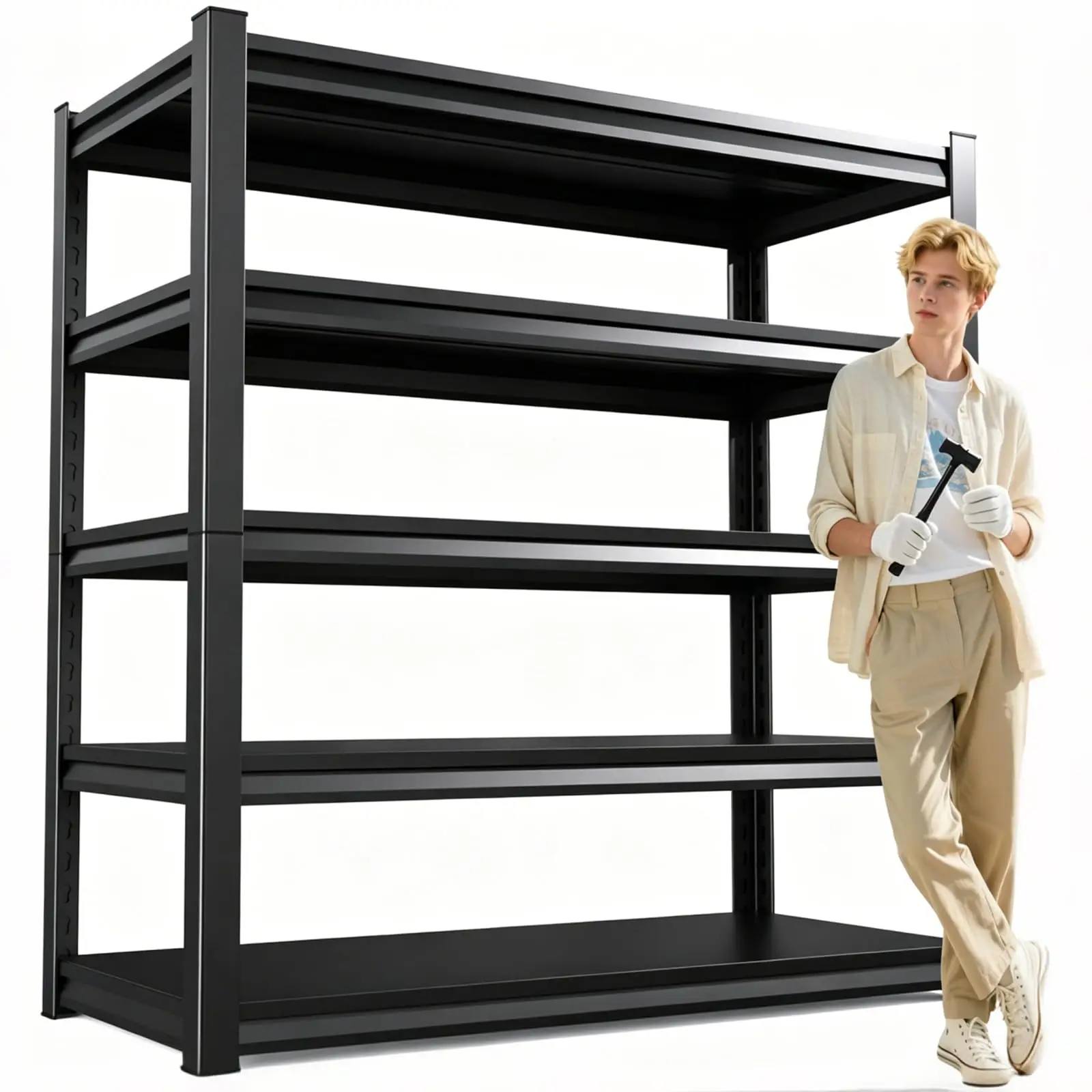 

5-Tier Heavy Duty Metal Garage Shelving Unit Adjustable Storage Rack 72 H x 35.4 W x 15.7 D
