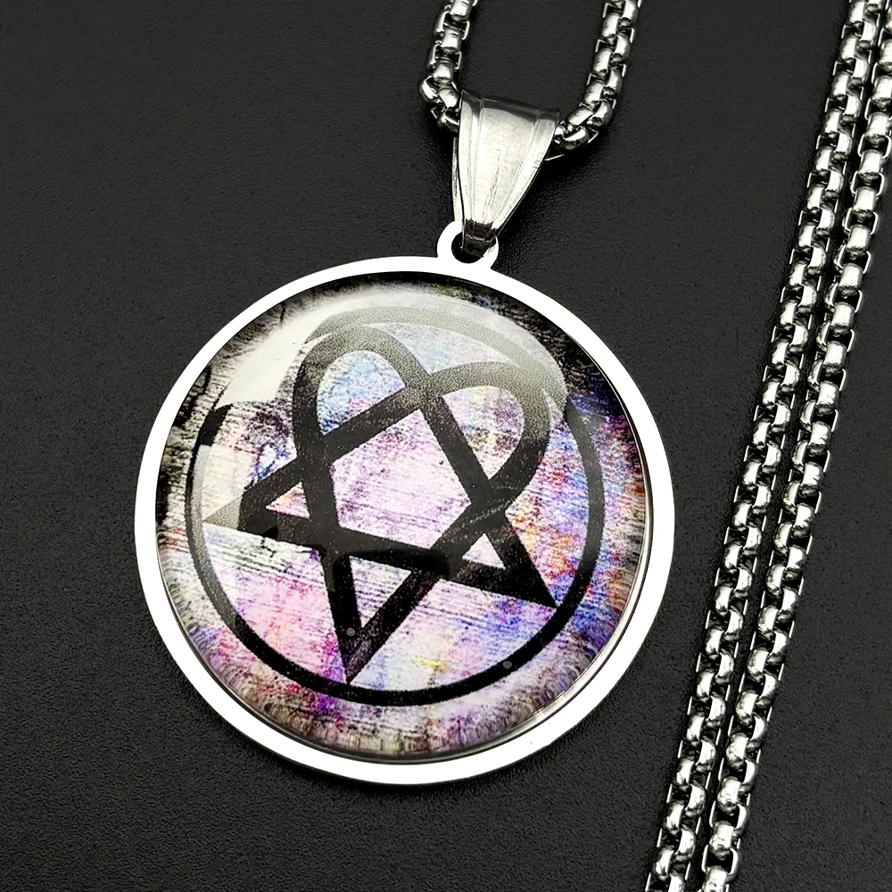 Heartagram Him Love Metallkette für Damen und Herren, Edelstahl, Glas, Herzband, Musik, Rock, Halskette, Hiphop-Schmuck, Geschenke – Detail 6