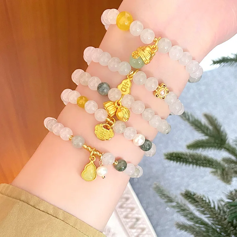 

Super Fairy Sweet Fresh Tianshan Jade Gourd Ruyi Lotus Seedpod Student Girl Heart Girlfriends Bracelet