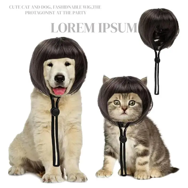 

Pet Bangs Wig Dog Bob Cut Cat Exposed Ear Bob Cut Party Play Costume Wig For Festival Celebration And Dress Up Fun