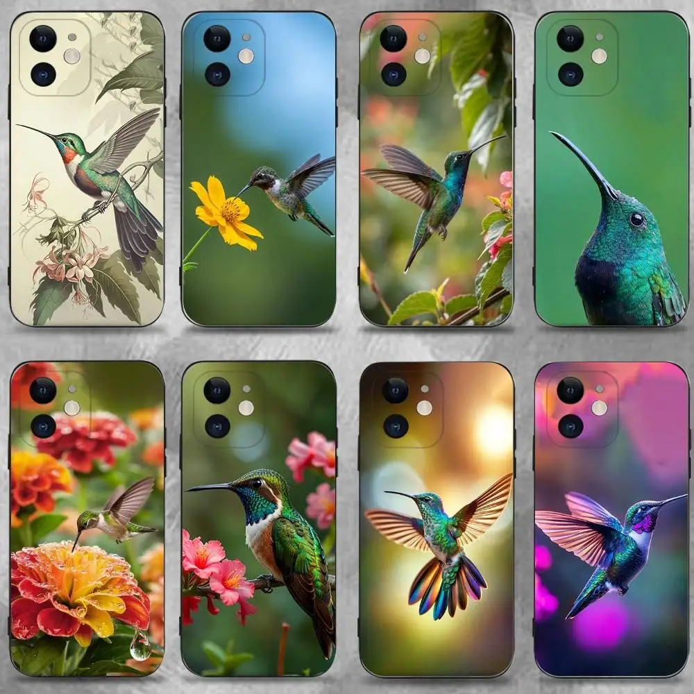 

H-Hummingbird-ds Phone Case For iPhone 16,15,14,13,12,11 Plus,Pro Max,XS,X,XR,SE,Mini,8,7,Soft Silicone Black Cover