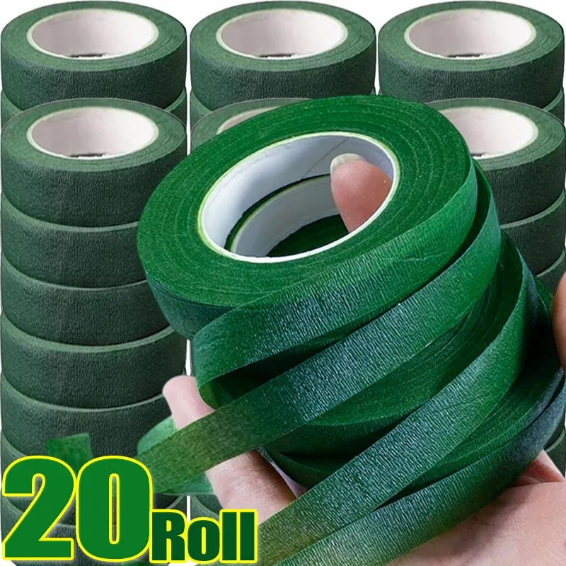 20/1 ม้วน Self-Adhesive Floral Stem เทปสีเขียว Floriculture เทปช่อดอกไม้ห่อ DIY ห่อดอกไม้งานแต่งงานอุปกรณ์