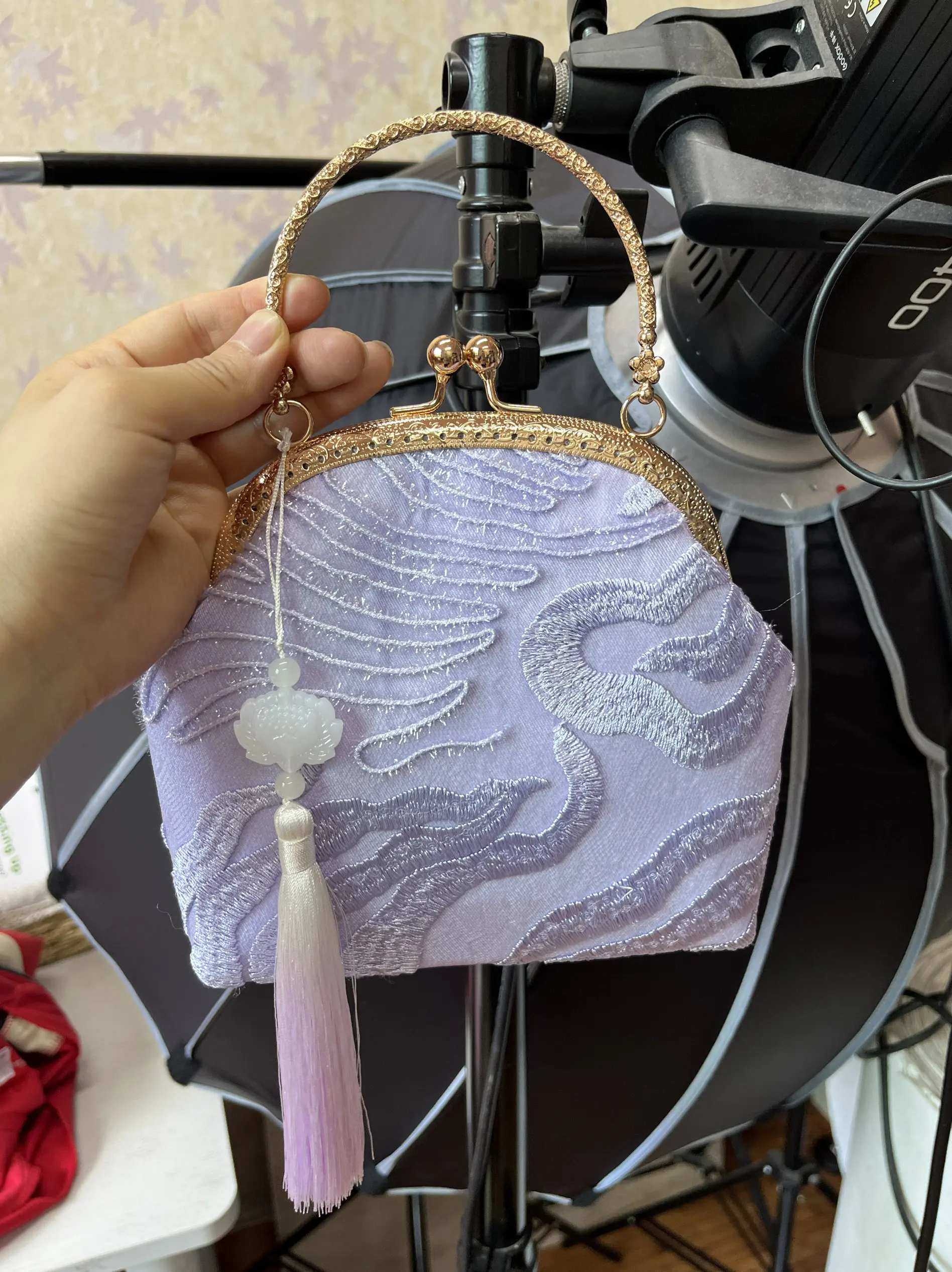Chinese Style Original Handmade Lace Embroidery Flower Hanfu Bags Ladies Elegant Temperament Cheongsam Handbag for Woman