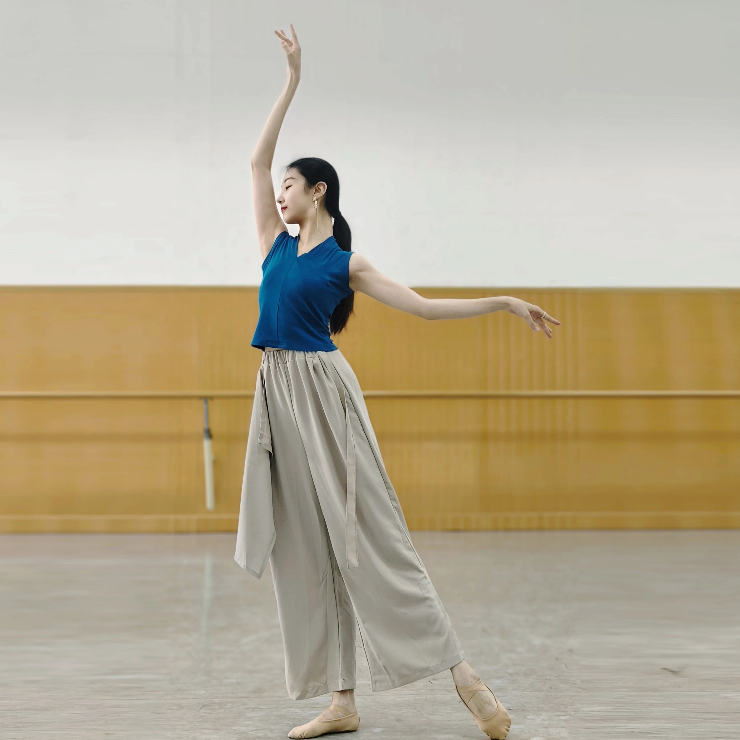 

Slim dance suit women's summer temperament V-neck vest classical modern Chinese dance practice suit performance suit body