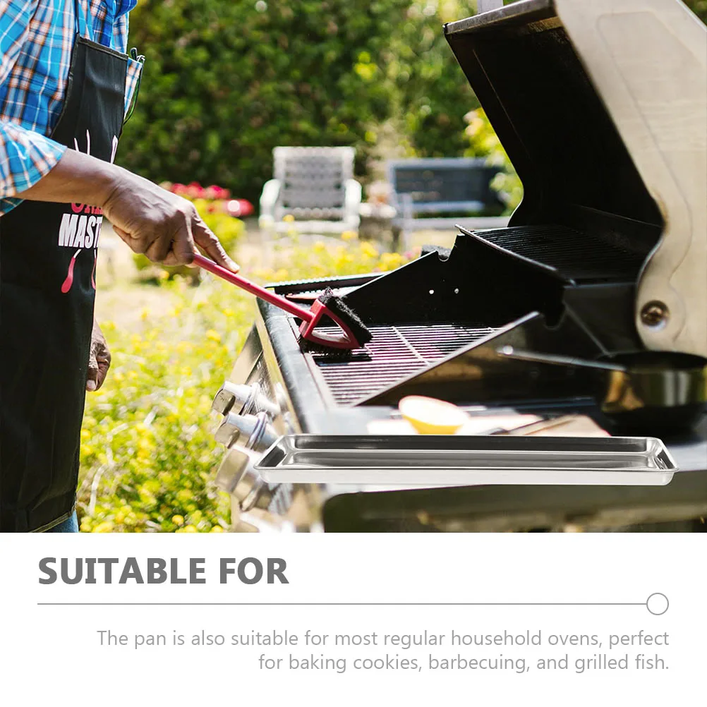 

Stainless Steel Steam Pan Oven Pan Non-Rust Metal Tray for Baking Cookies BBQ Grilled Fish Dishwasher Safe Kitchen
