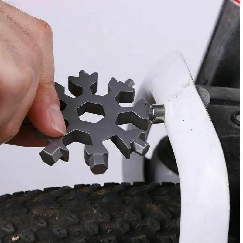 18 In 1 Sneeuwvlok Multi Multifunctionele Tool Key Ring Spanner Inbussleutel Multifunctionele Outdoor Hexagon Sneeuwvlok Multitool