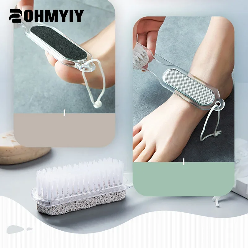 1 cepillo removedor de piel muerta de piedra pómez para pies multifunción 4 en 1 herramienta práctica producto de baño herramienta de pulido de pedicura