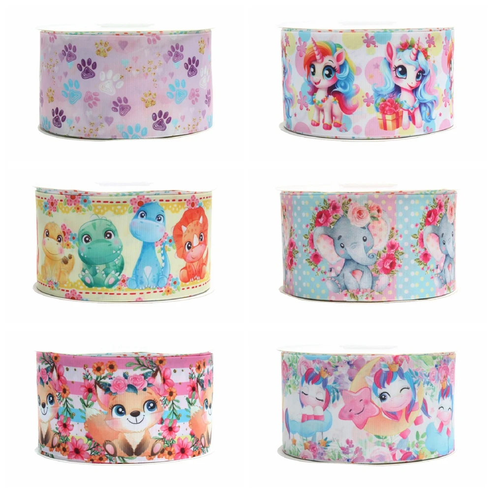 

(50yards) Animals Cartoon Grosgrain Ribbon for Hairbows DIY Gifts Crafts Materials