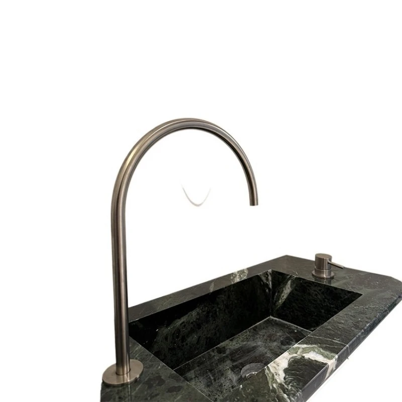Brushed silver, brushed, split basin faucet