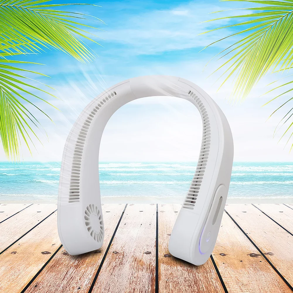 2023 New Mainstays Rechargeable Portable Neck Fan for Outdoor White