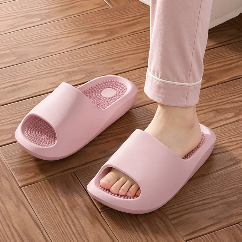 Lightweight EVA Non Slip Indoor Slippers Women Summer 2026 Raised Massage Slippers Plus Size 45 Couple's Bathroom Shower Slides
